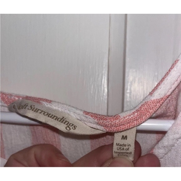 Soft Surroundings Womens Pink Striped Cabana Beachy Shirt Lightweight Size M EUC - Picture 5 of 6